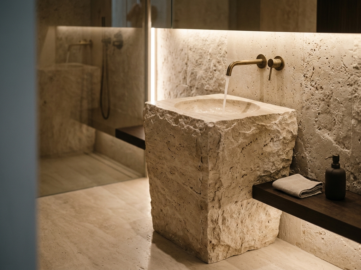 Monolitik Traverten Lavabo